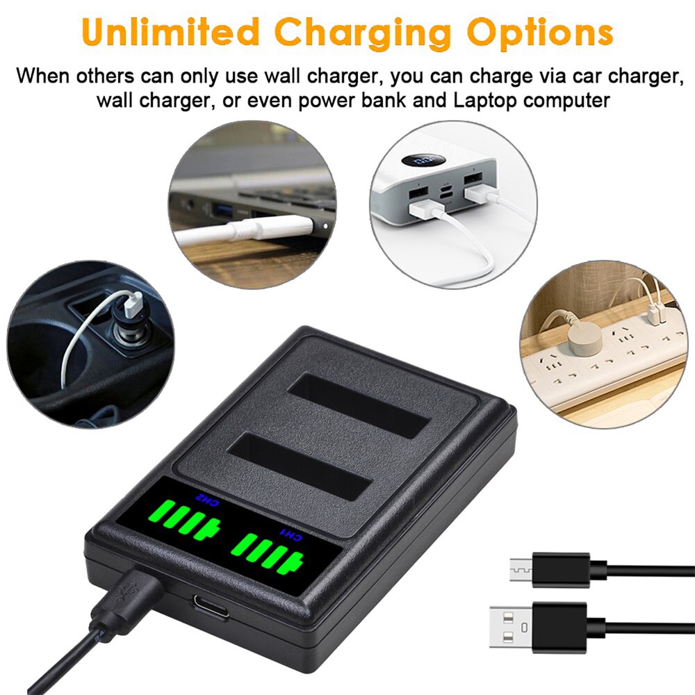 EN-EL12 EN EL12 Battery Charger Kits for Nikon CoolPix S610c S1000pj S6200 S6300 S9400 S9500 S9200 S9700 S9900 AW120 AW110 S70.