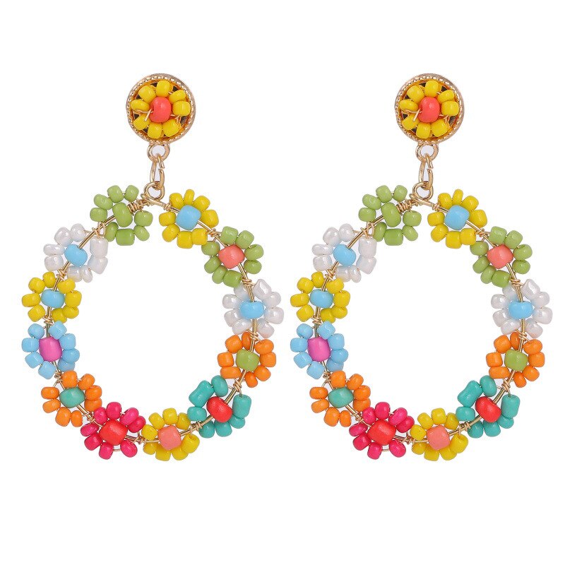 Böhmen schneiden Süssigkeit Farbe Perlen Blume Ohrring Handgemachte Runde Eeometry Ohrringe Für Frauen Partei Strand Schmuck Schmuckstück: Ursprünglich Titel