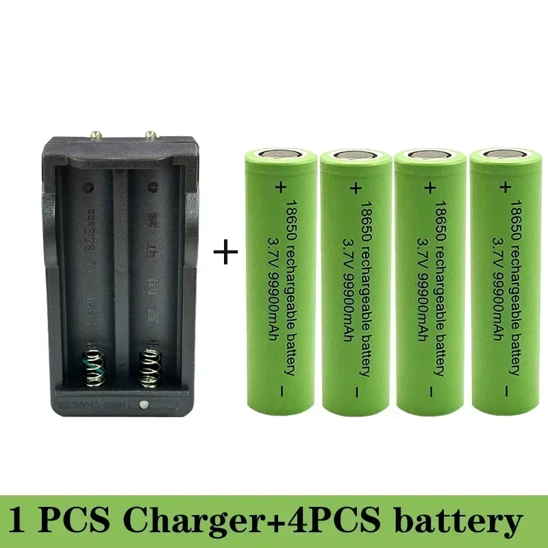 Bestselling100% original 18650 battery high-capacity 99900Mah 3.7V +charger,lithium-ion rechargeable battery for toy flashlights: black