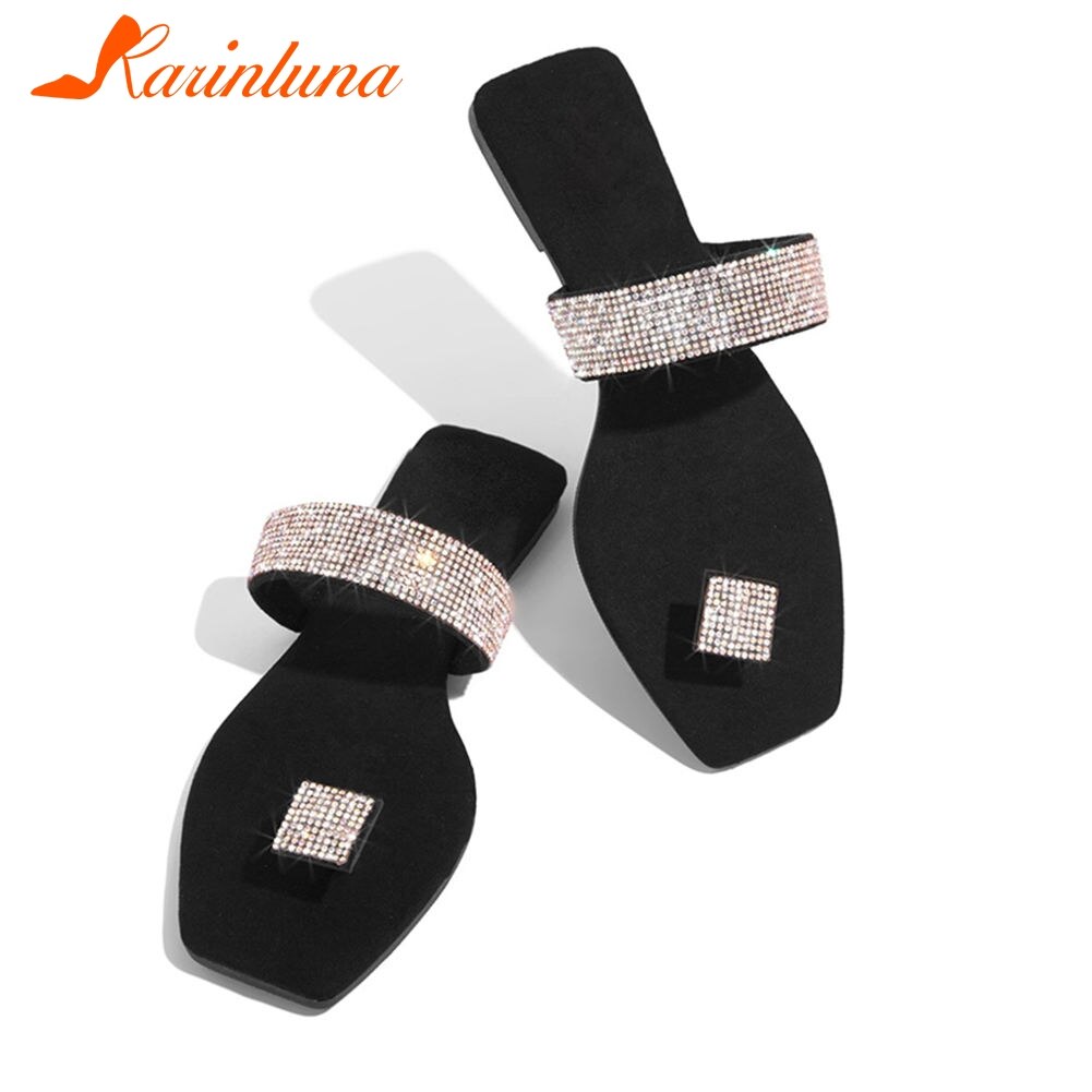 Stor størrelse 42 sommer bling flip flops fritidsleilighet komfortabel ferie ins sandal kvinner tøfler