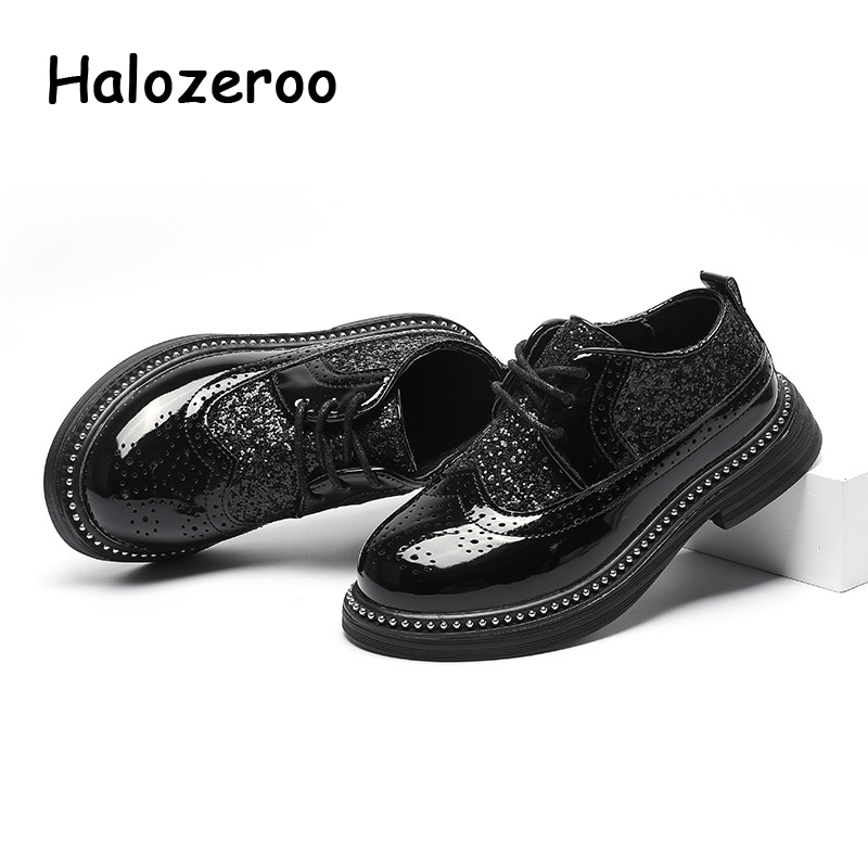 Chaussures de printemps en cuir Pu pour enfants | Chaussures de noire, chaussures d'école à la pour garçons, Oxford, semelle souple à paillettes