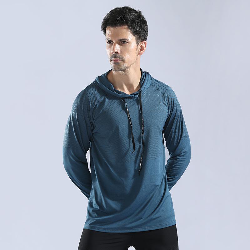 Raskt tørr treningsstudio fitness klær menns lange ermer løpejakke frakk sweatshirt hette topper utendørs trening sportsklær: Lx 10857 grønne / Xxl