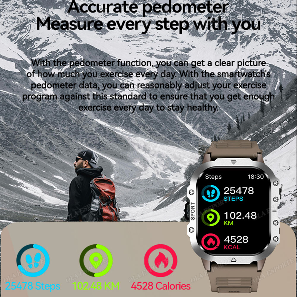 Militare Astuto Della Vigilanza Delle Donne Degli Uomini di tenere sotto controllo di saluto 3ATM Impermeabile Esterno 100 + sport GPS inseguitore BT Chiamata Vocale Smartwatch 2025 Nuovo