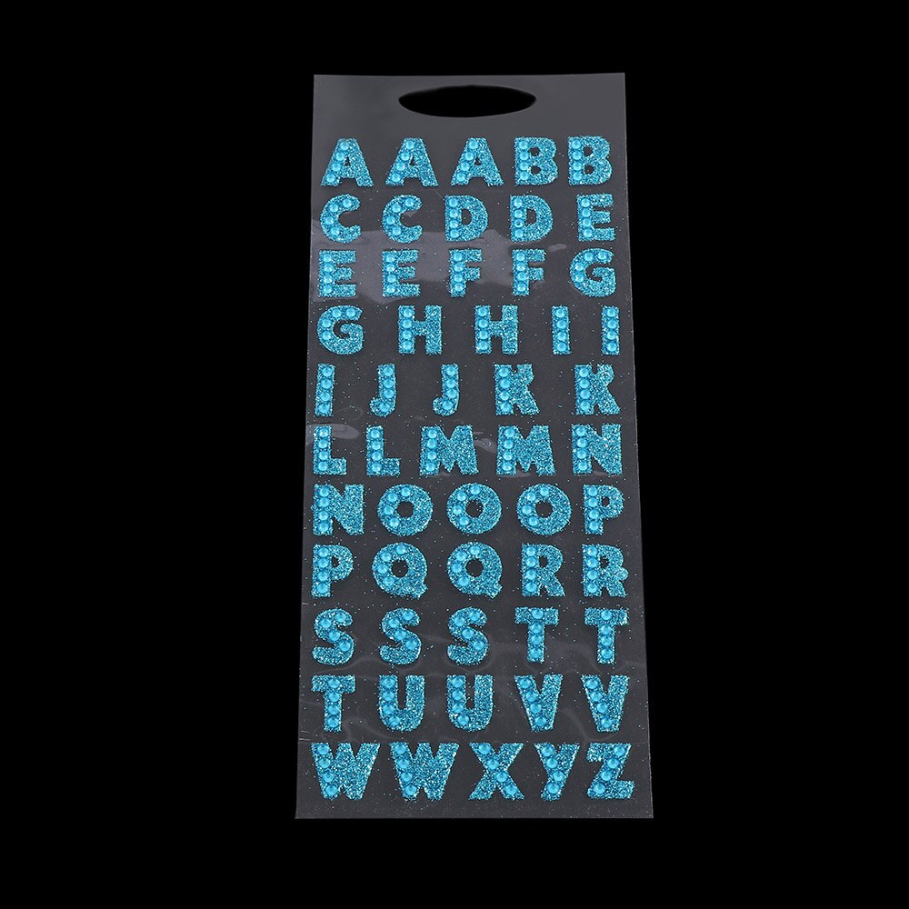 Pegatinas de letras del alfabeto para el hogar, láminas autoadhesivas de diamantes de imitación de cristal con purpurina, para álbum de recortes, 55 Uds.