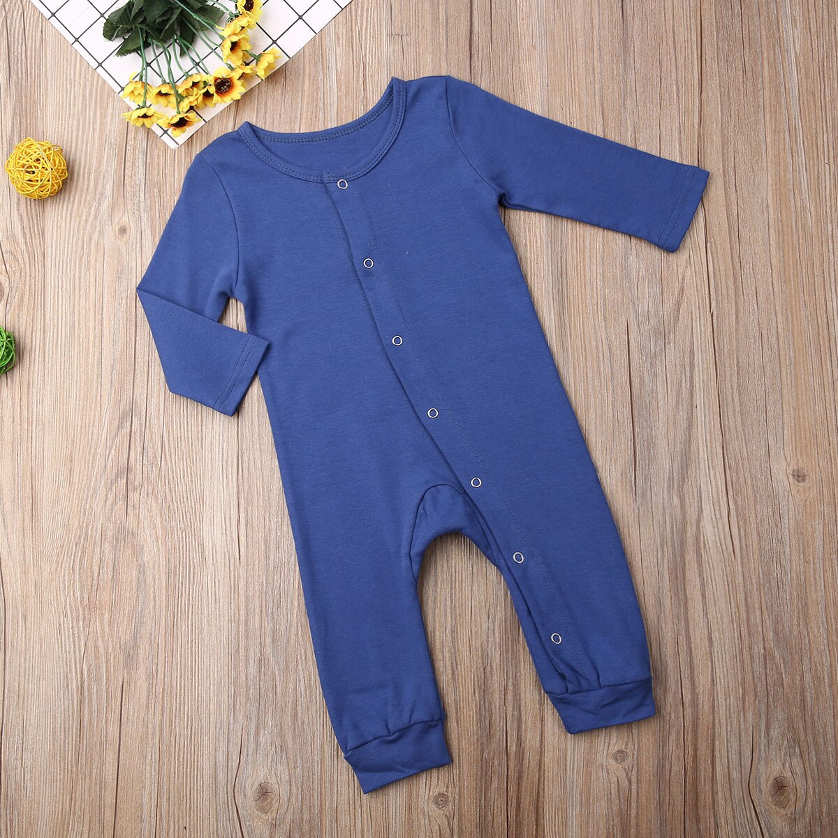 Lente Herfst Baby Baby Footies Meisjes Jongens Lange Mouwen Effen Katoenen Footies Outfits Kleding
