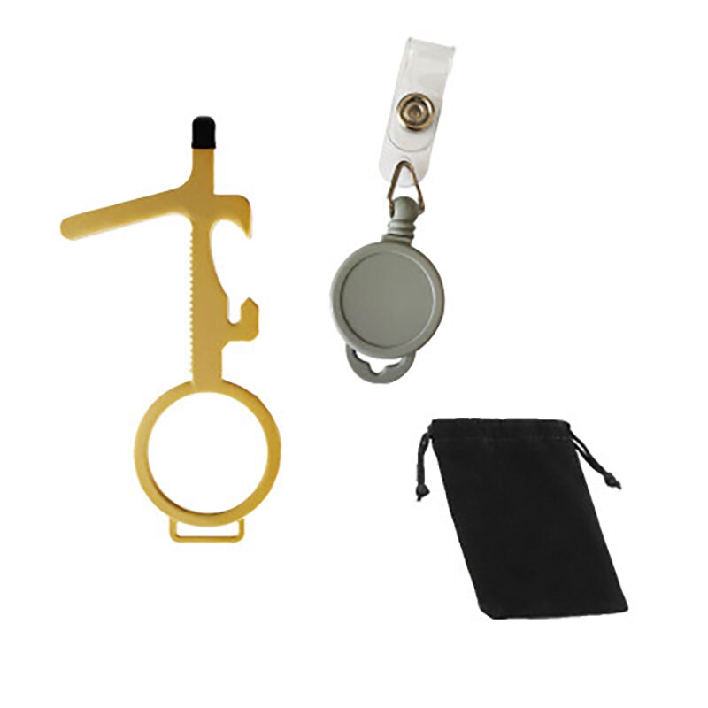 1pcs Door Handle Keychain Portable Stick Non-contact Hygiene Hand Press Elevator Tool Door Opener Avoid Touching Key Buckle 12: B