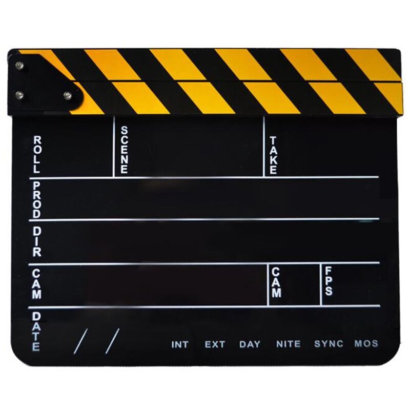 Dry Erase Acrylic Director Film Clapboard Movie TV Cut Action Scene Clapper Board Slate-Black