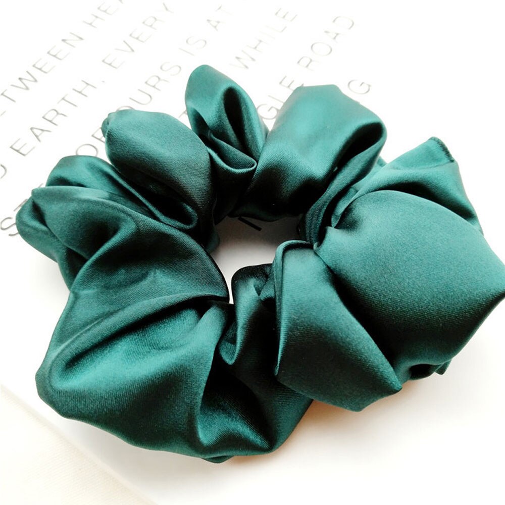 Faux Zijde Chouchou Vrouwen Meisjes Elastische Haar Elastiekjes Accessoires Gom Voor Vrouwen Tie Haar Ring Touw Paardenstaart Houder: Groen