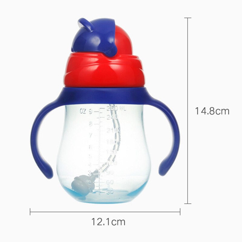 260ml/330ml kinderen school drinkbeker met handvat baby kinderen leren voeden drinkwater met rietje siliconen fles