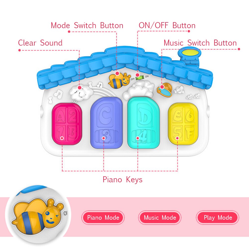 Baby Kick and Play Piano Gym Mat Rack foldable Play Crawling Mat Early Educational Toy for 0~36M