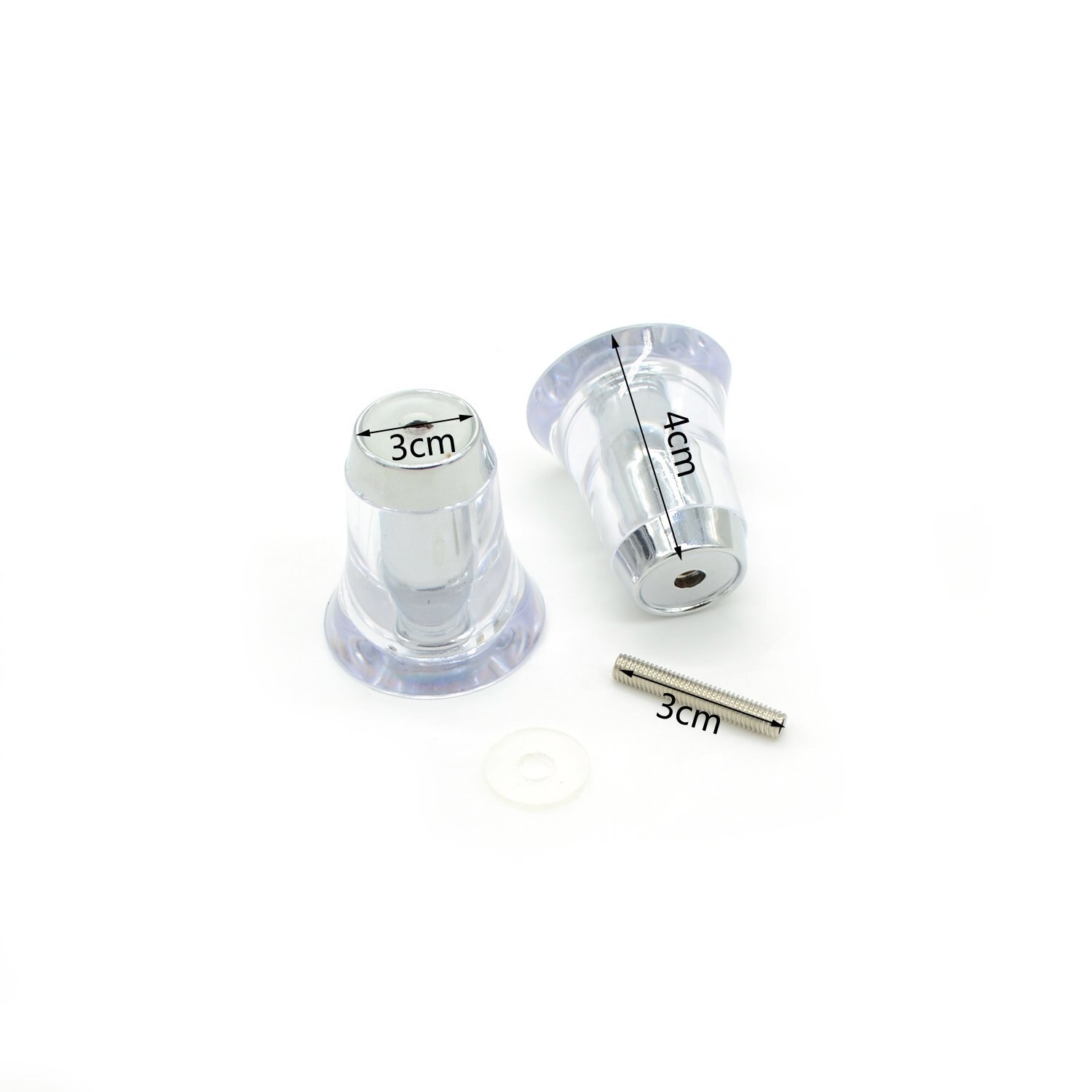 2 pair x Shower Door Handle/ Knob Clear Acryl Cone shaped