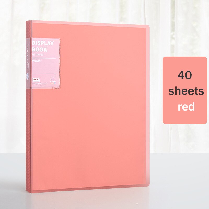 Organizador portátil para piano, 30, 40, 60, 80 páginas, tamanho a4, nota musical, folha de documentos, pasta de armazenamento, pp, pastas de escritório fosco: 40 sheets red