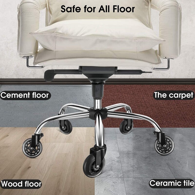 5Pcs Office Chair Caster 3 Inch Office Chair Wheel Replacement Game Chair Universal Wheel Soft Safe Rollers(11X22)