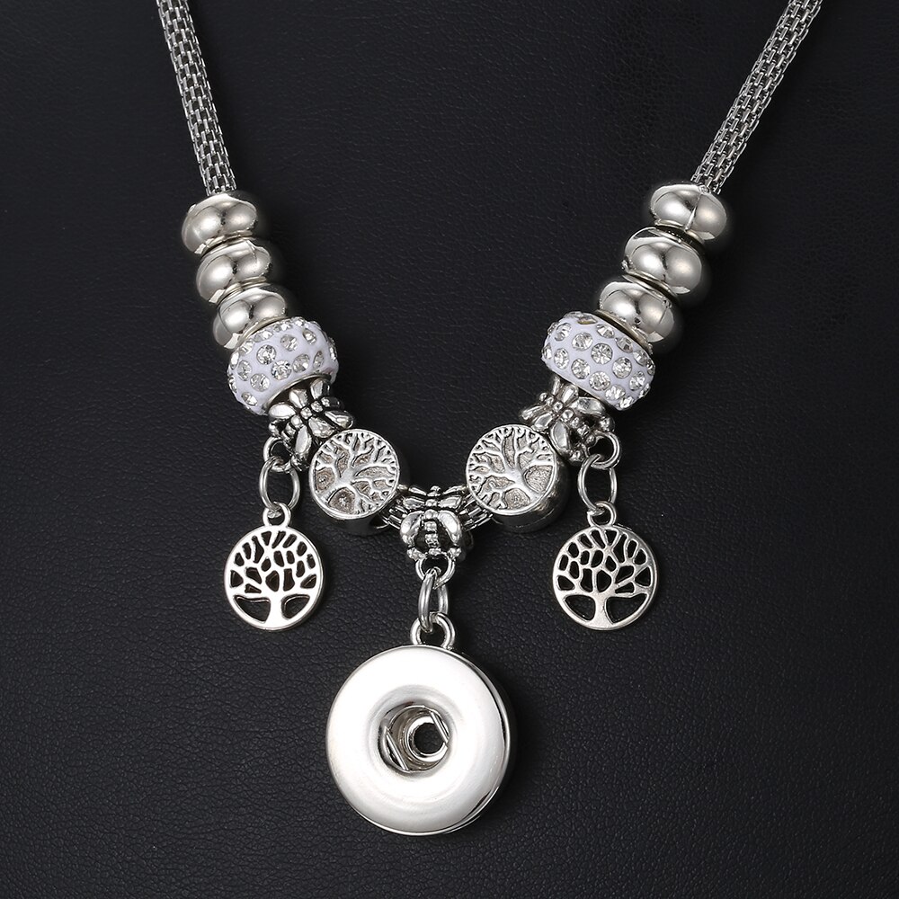 Snap Jewelry 18mm Snap Buttons Necklace Jewelry Handmade Beaded Tree of Life Snap Pendant Necklace for Women Valentine's Day: 22