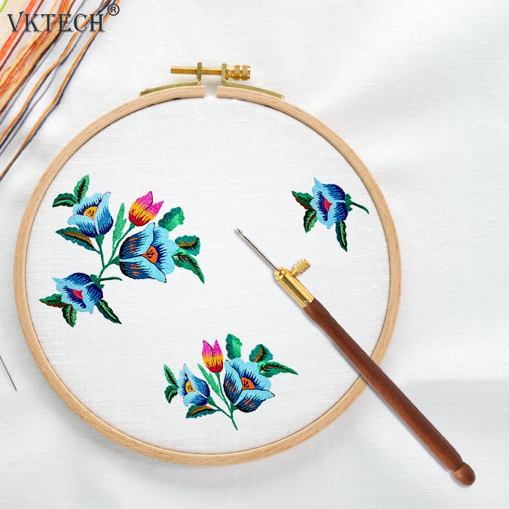 DIY Embroidery Punch Needle Crochet Hook with 3 Needles French Crochet Embroidery Beading Hoop Sewing Knitting Tool Set