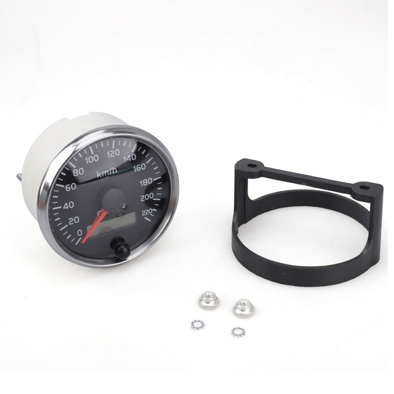 CNSPEED Universal GPS Tacho 12V/24V Kilometerzähler 85mm 220 Km/H für Auto Motorrad LCD Tachometer