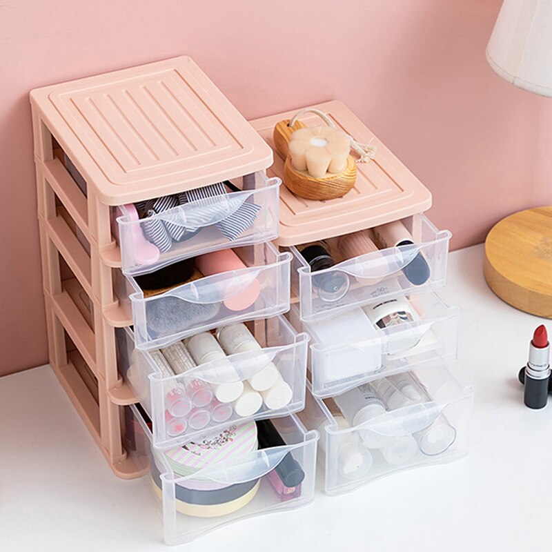 3 Layers Drawer Storage Box Desktop Cosmetic Storage Case Transparent Dustproof Jewelry Makeup Holder Home Office Organizer