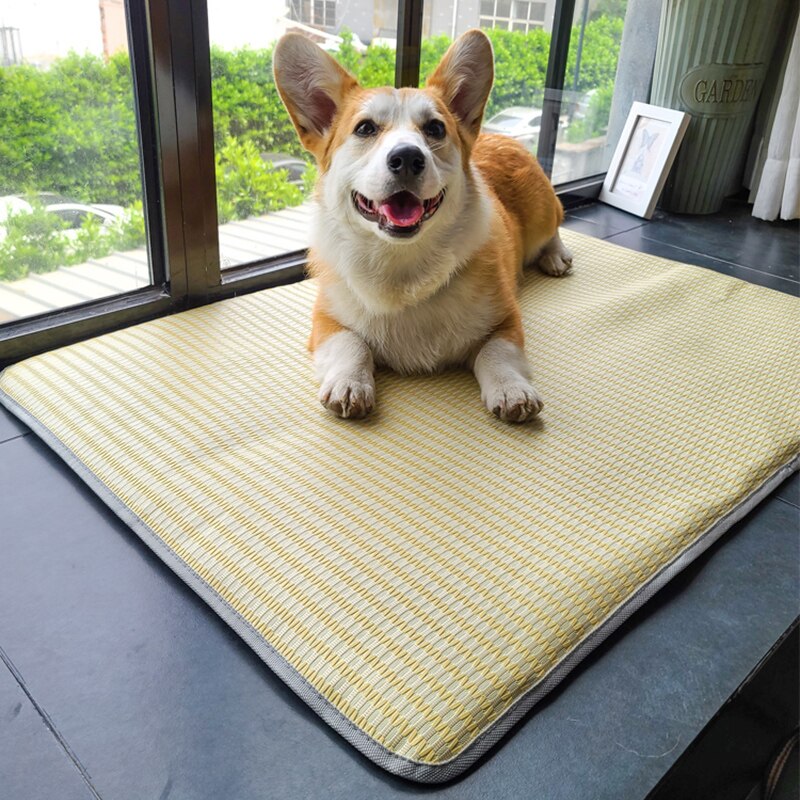 HOOPET – grand tapis d'été en rotin pour chien, lit Cool, lavable, chenil, coussin doux, accessoires de lit pour animaux de compagnie