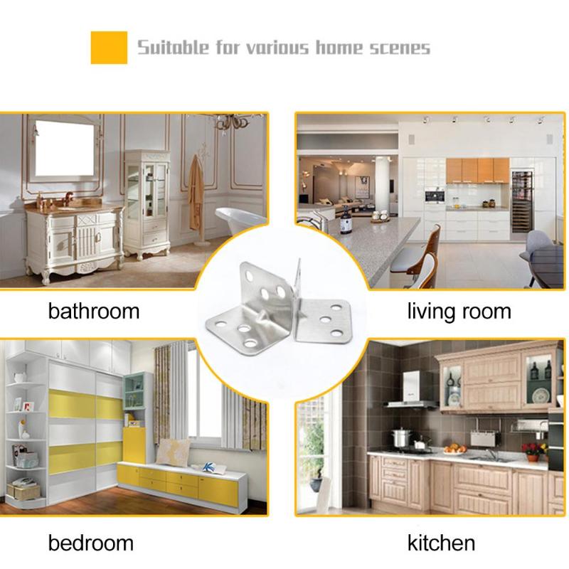 4pcs Stainless Steel Corner Code Right Angle Support Connector Fixing Plate