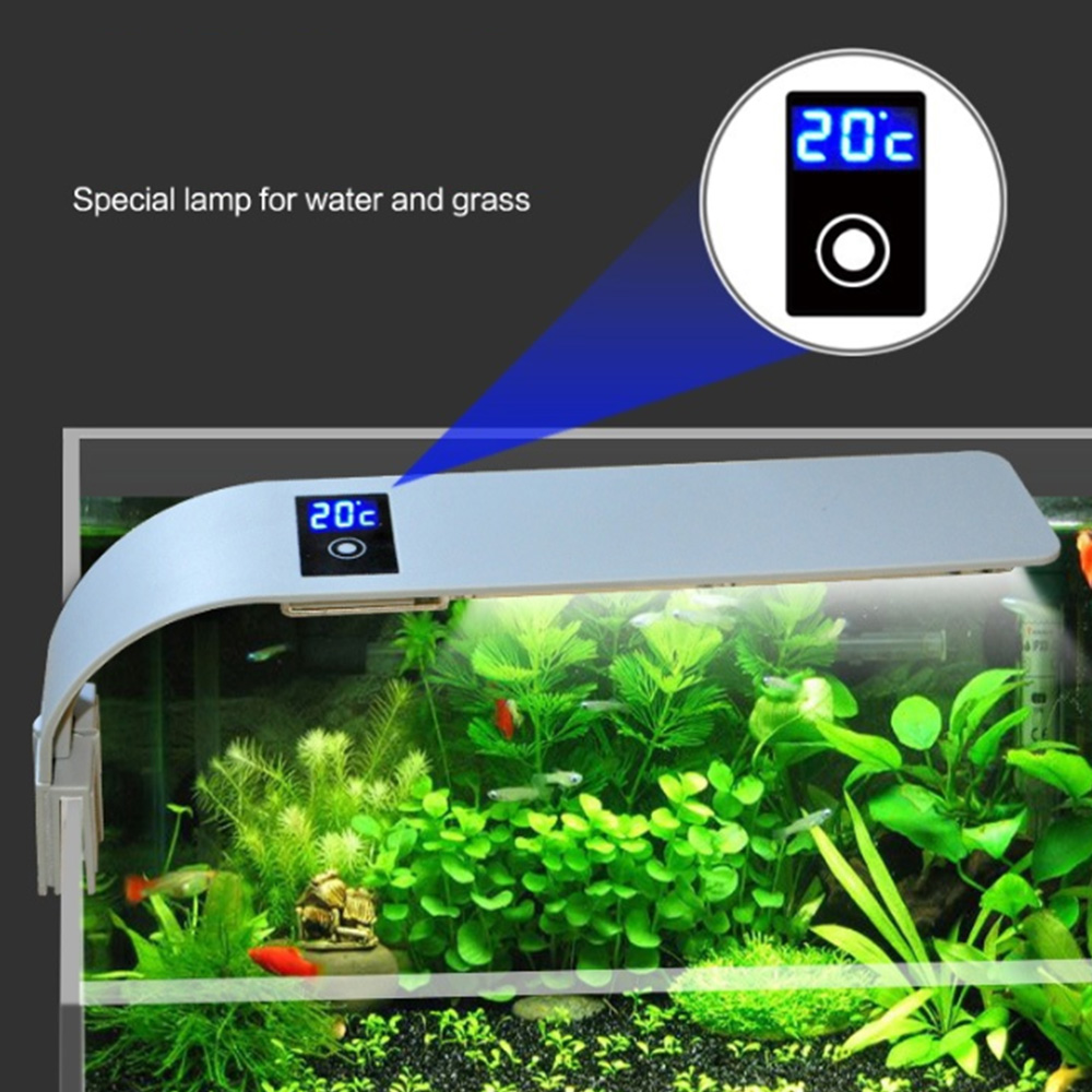 Iluminación LED para acuario con pantalla táctil, lámpara de pecera, iluminación de plantas acuáticas, impermeable, Clip-on, 15W