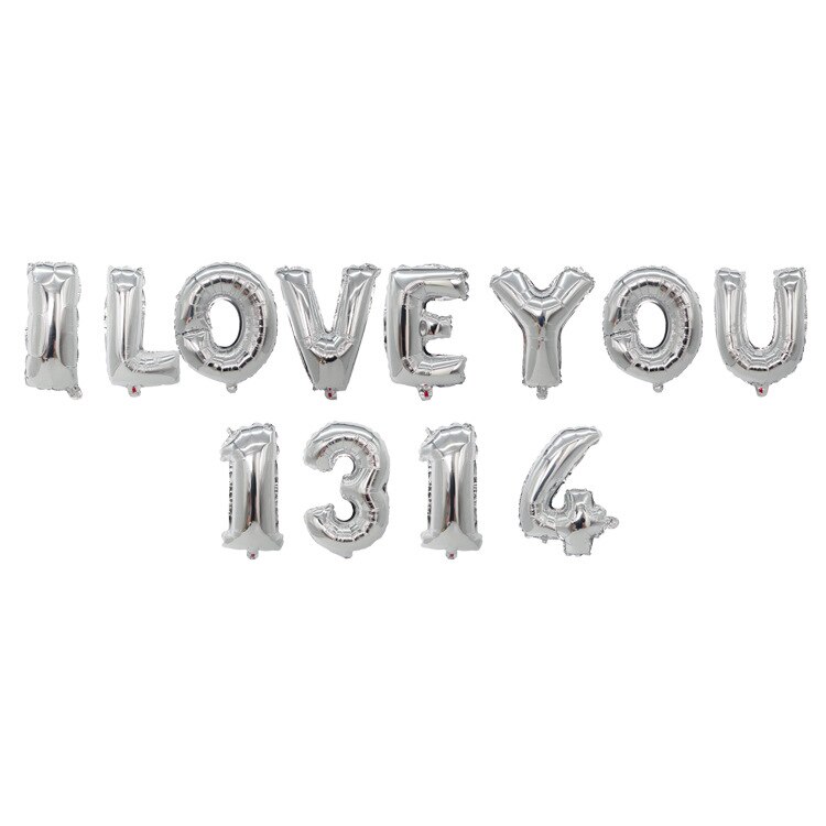 I Love You Ballon 16Inch I Love U 1314 Brief Ballonnen Wedding Party Decoratie Arrangement Aluminiumfolie Ballonnen: Silver