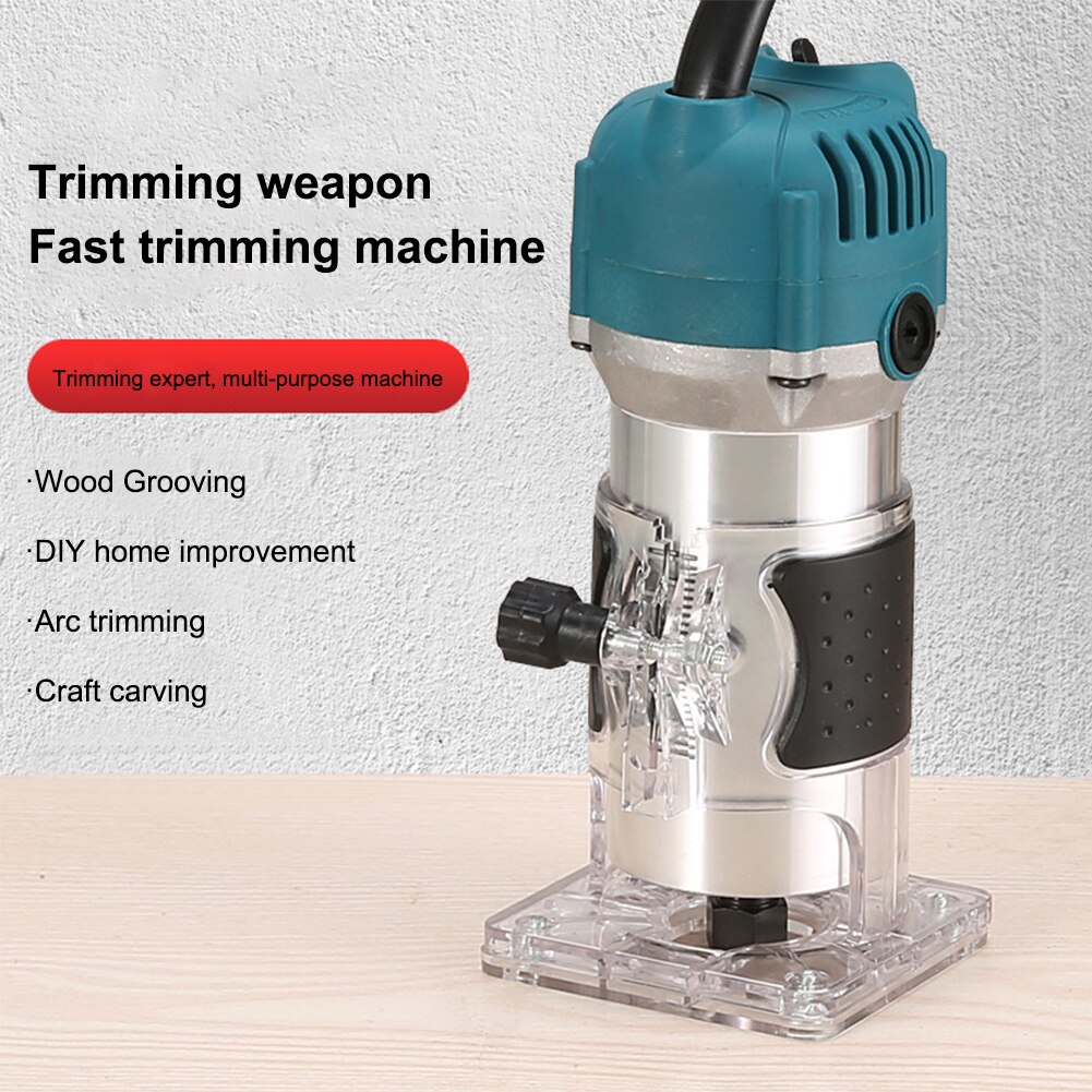 800W Electric Hand Trimmer Wood Router Portable Trimmer Wood Milling Engraving Slotting Trimming Machine Carving Machine