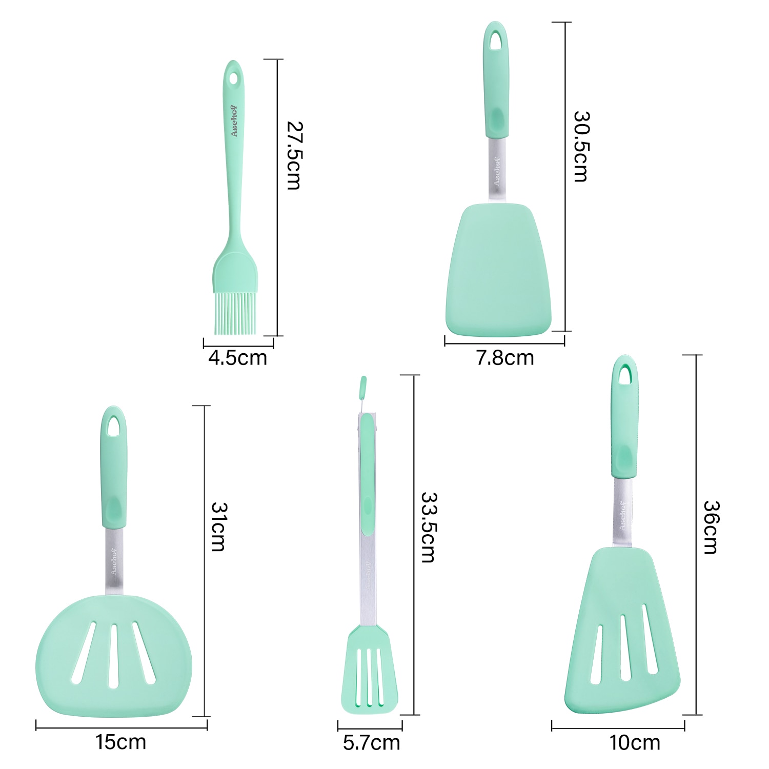 Premium cooking utensils Flexible Silicone Turner set Egg Pancake Fish and Flipper Spatula kitchen tools 5 pcs