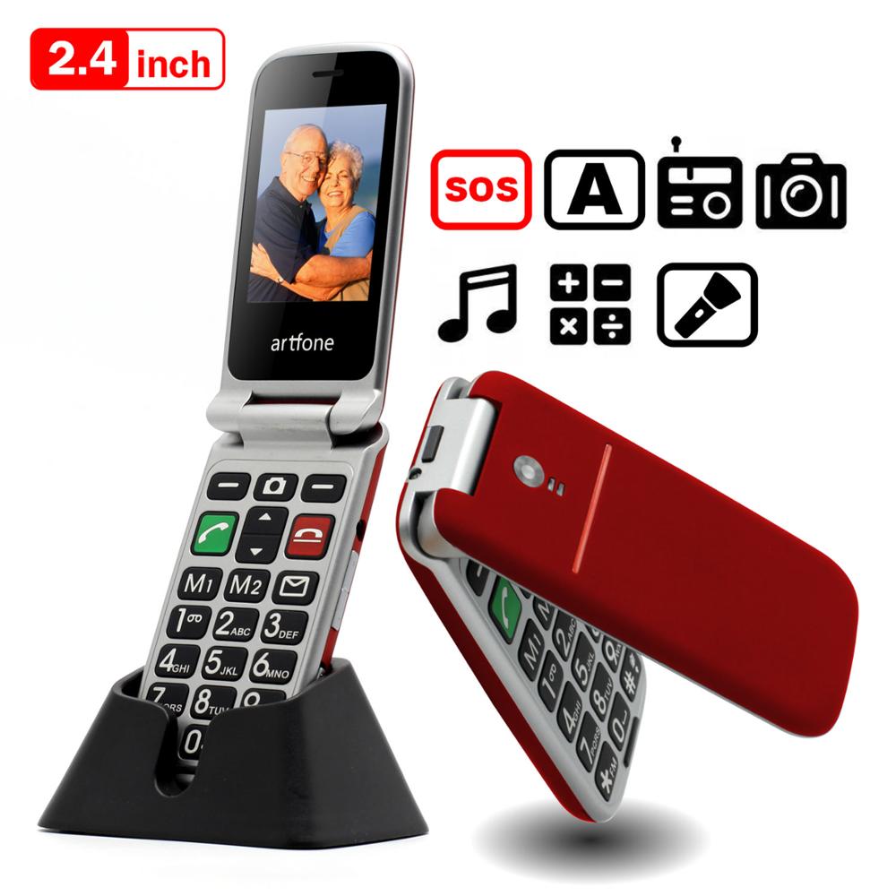 Artfone Große Taste Handy Für Ältere Entsperrt Senior Flip Handy SOS Senior Handy mit Lade Dock