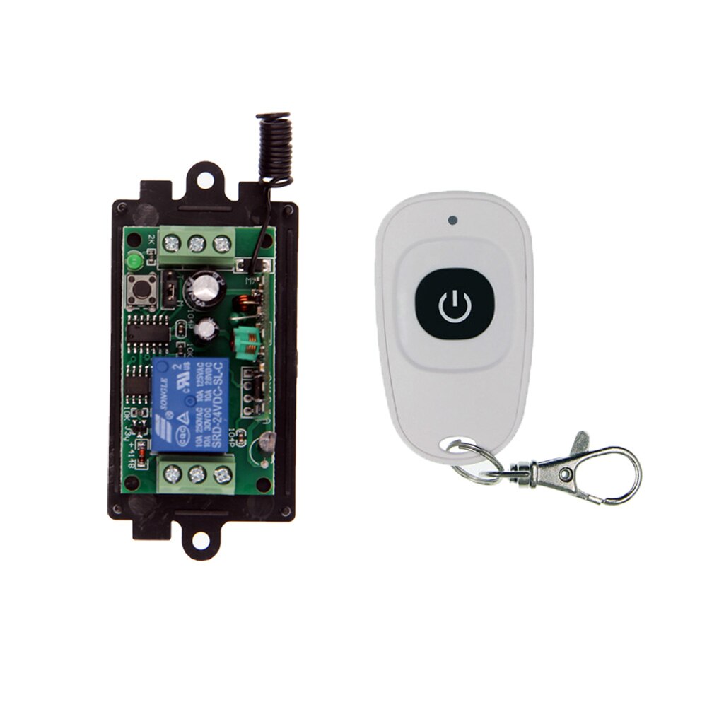 Dc 9v 12v 24v 1 ch 1ch rf trådløs fjernbetjening switch system, sender + modtager med en knap ,315 / 433 mhz: 1 / 9v / 315 mhz