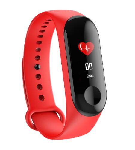 Kleurenscherm sport stappenteller slimme armband bloeddruk polsband wandelen stappenteller slimme band mannen vrouwen slim horloge: Rood