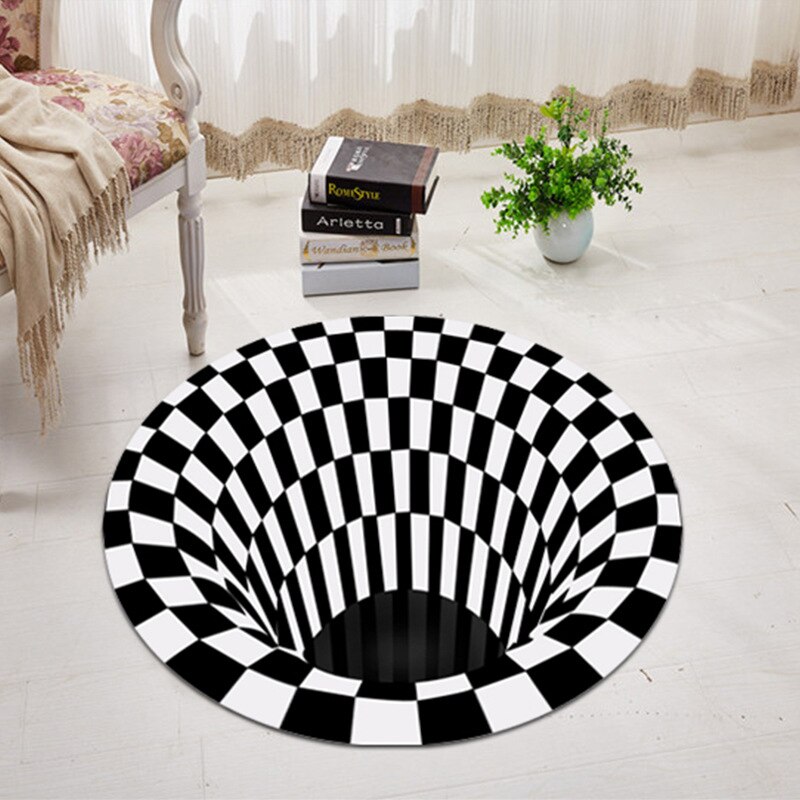 Alfombra de ilusión de vórtice 3D con estampado de remolino, de áreas ópticas, alfombrilla antideslizante para el suelo, felpudo, alfombrillas para el hogar, Alfombra para sala de estar