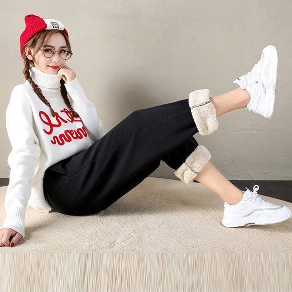 Autumn Women Gym Sweatpants Workout Fleece Trousers Solid Thick Warm Winter Female Sport Pants Running Pantalones Mujer