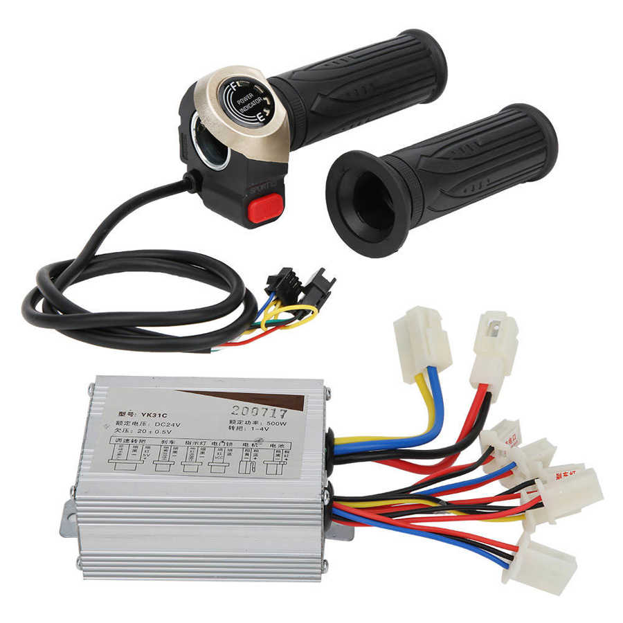 E-bike Motor Controller 24V 500W Universal Electric Bike Brush Controller with LCD Electric Quantity Display Throttle Handle Kit