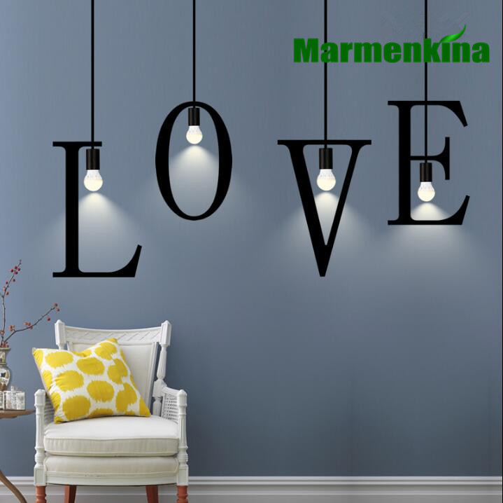 Plafonnier suspendu en fer avec alphabet anglais, éclairage d'intérieur, luminaire décoratif de plafond, idéal pour une réception, un restaurant, un salon, un café, un bar, un bar ou un bureau