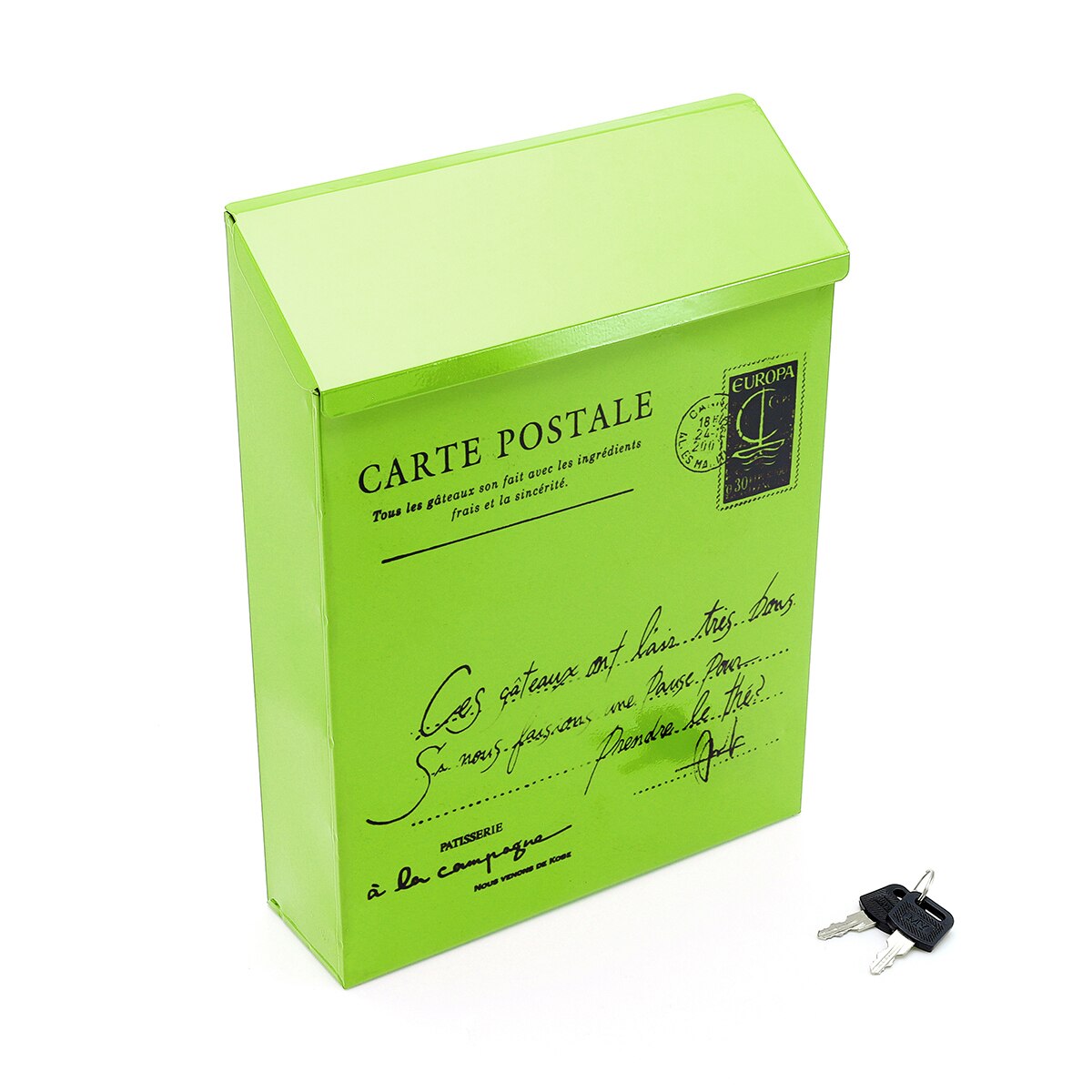 Vandtæt udendørs metal postkasse brev postkasse vægmonteret låsbar 2 nøgler postkasse: Grøn