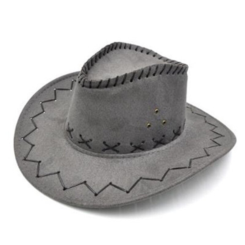 Newest Unisex Cowboy Hat Suede Look Wild West Fancy Dress Men Ladies Cowgirl Hats in 3 Colors: Brown