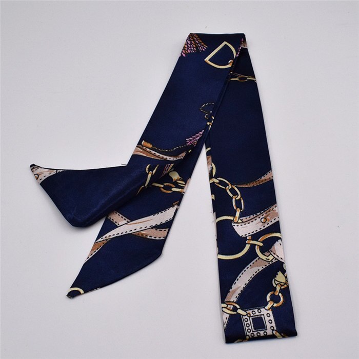 Petit foulard en soie pour femme imprimé poignée sac rubans foulard de tête petits foulards longs et fins: 2