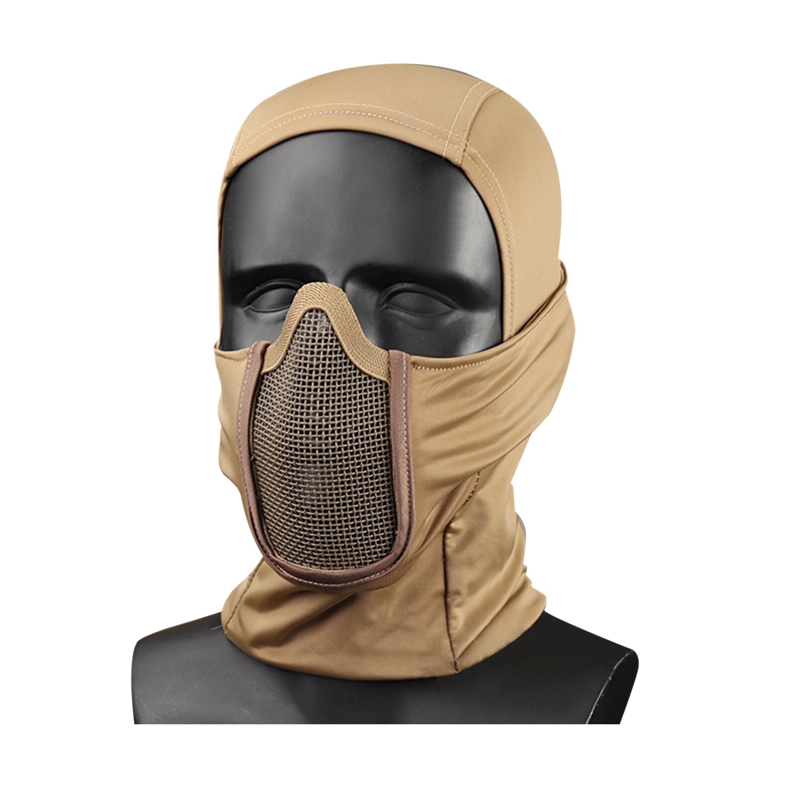 Wosport cs respirável elástico tático cabeça capa com malha de aço-cp preto: Tan