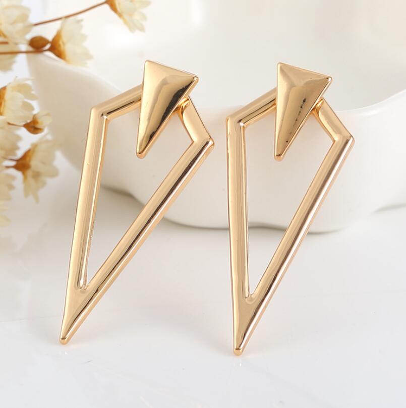 Hfarich biżuteria punkowa podwójny trójkąt kolczyk kurtka mankiet dla kobiet maxi kształt geometryczny oświadczenie kolczyk gotycka biżuteria