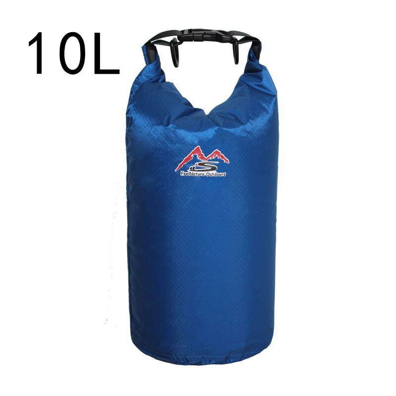 Bolsa impermeable para natación al aire libre de 5L/10L/20L/30L, bolsa seca de almacenamiento para Rafting y Camping con gancho de correa ajustable: Sapphire blue 10L