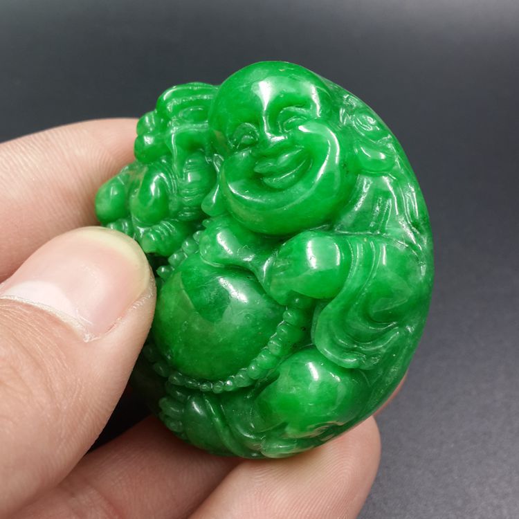 Naturale Verde Smeraldo Giada Maitreya Buddha Pendente Della Collana di Modo Accessori Dei Monili di Fascino Intagliato Amuleto Regali per le Donne Degli Uomini