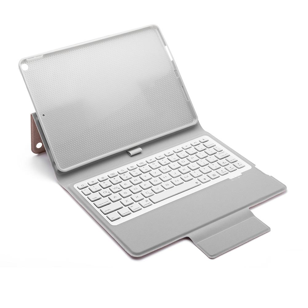 Gorąca sprzedaż Tablet klawiatura delikatne tekstury klapki skórzane etui Bluetooth bezprzewodowa klawiatura podświetlenie dla iPad 10.2 cal 2019: Pink