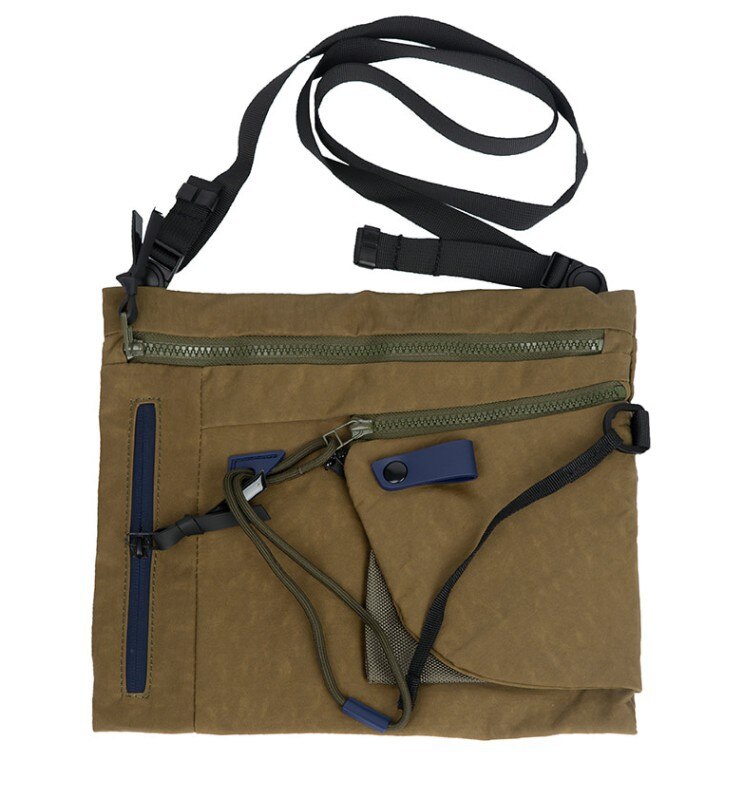 Funktion Männer Bote Taschen Streetwear Schulter Tasche Hochwertige Wasserdichte Reisetasche Männer Straße Stil Hüfte Crossbody Brust Tasche: Grün