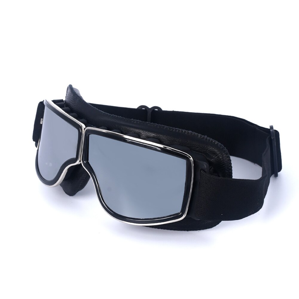 Vintage Moto Classic Motocross Goggles Retro Motorcycle Goggles Glasses for Harley Pilot Steampunk MX ATV Bike: 1-silver