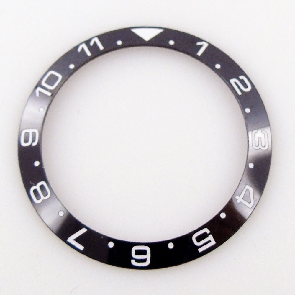 12 Hours 38mm*30.5mm Watch Bezel Insert Ceramic Alloy Steel Ring Slope Rose Gold Black Coffee Blue Green fit GMT SUB NH35A Watch: ceramic black