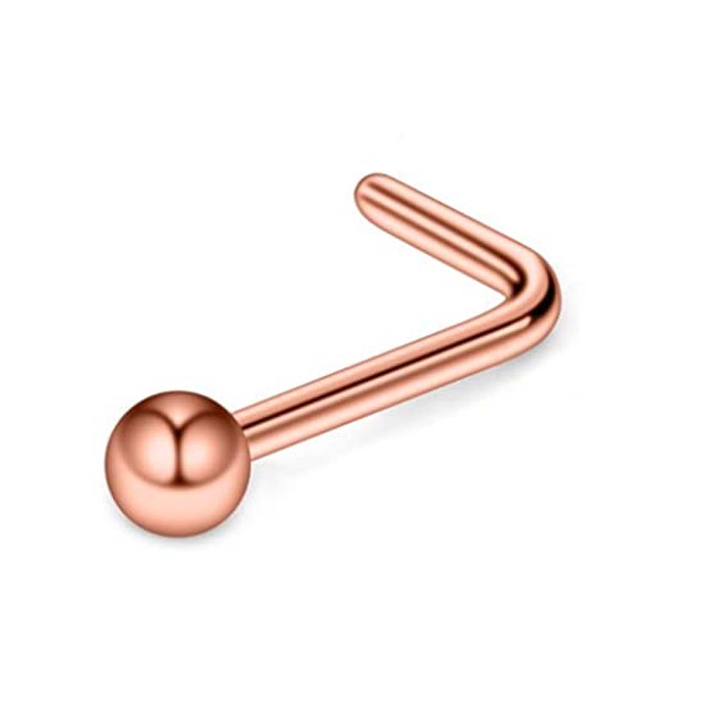 WKOUD-anillo de acero quirúrgico curvado para nariz, Piercing en forma de L-3mm de 1,5mm con bola, joyería de 20g, 5 piezas/1 piezas