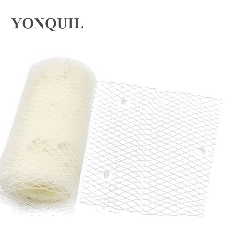 Lilla 5 yards pr. parti fuglebur slør med prik 45 cm bredde russisk slør netting bryllup prik slør stof gør-det-selv hårtilbehør: Elfenben