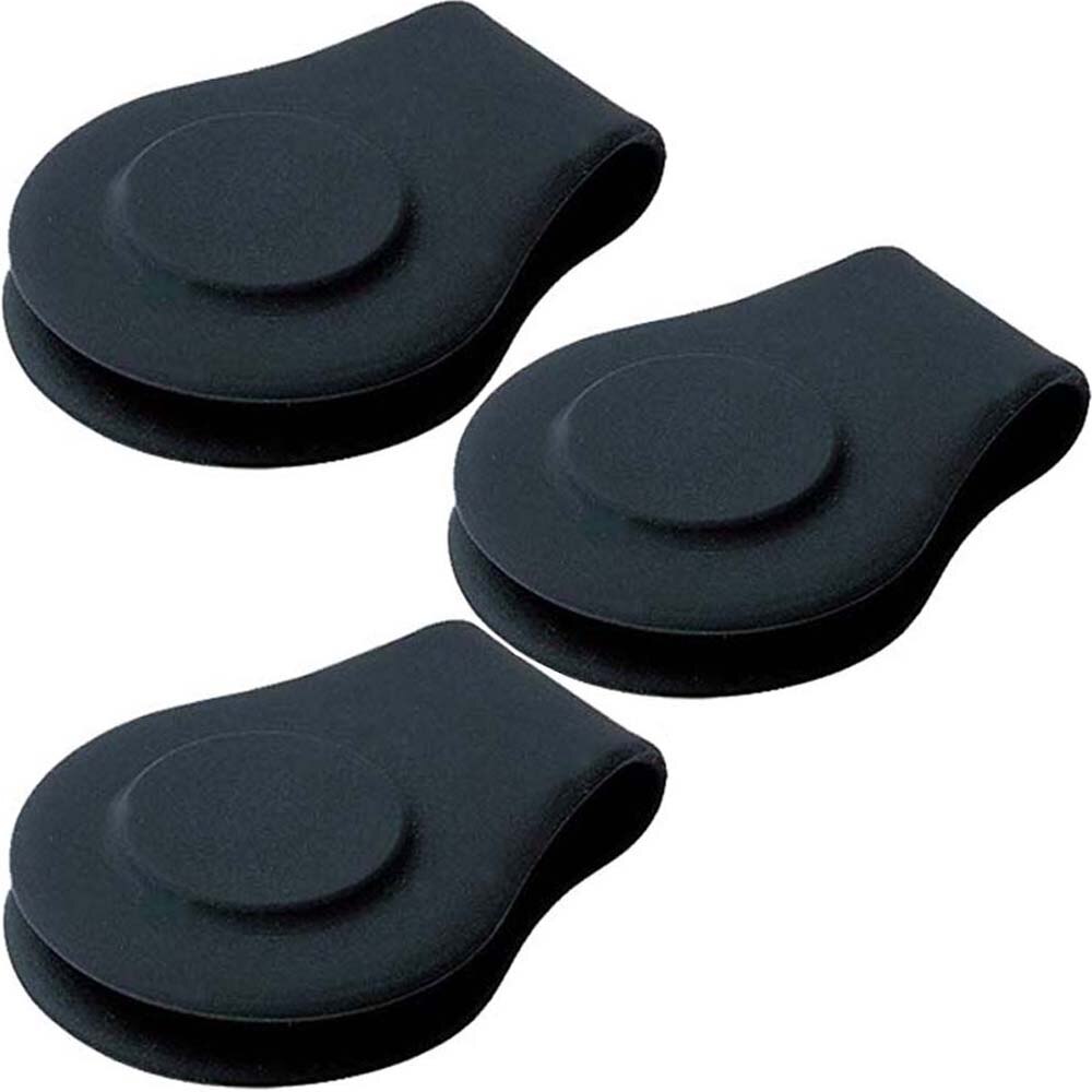 Durable Silicone Set Magnetic Golf Ball Marker Hat Clip Black Blue Orange Removable Golfing Accessories: Black 3Pcs