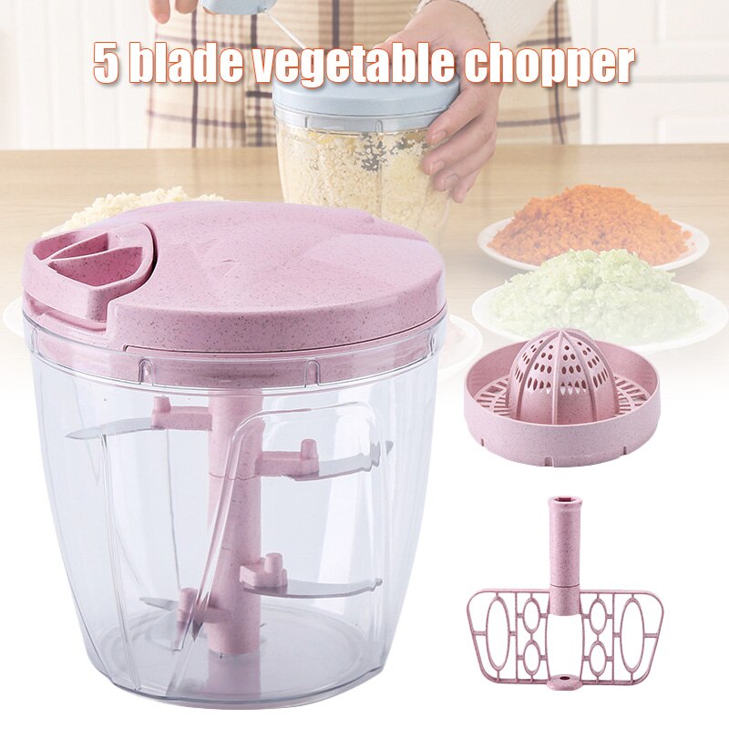 Stainless Steel Pull String Garlic Cutter 5 Cutter Manual Vegetable Nuts Onions Chopper Utensilios De Cocina -V12