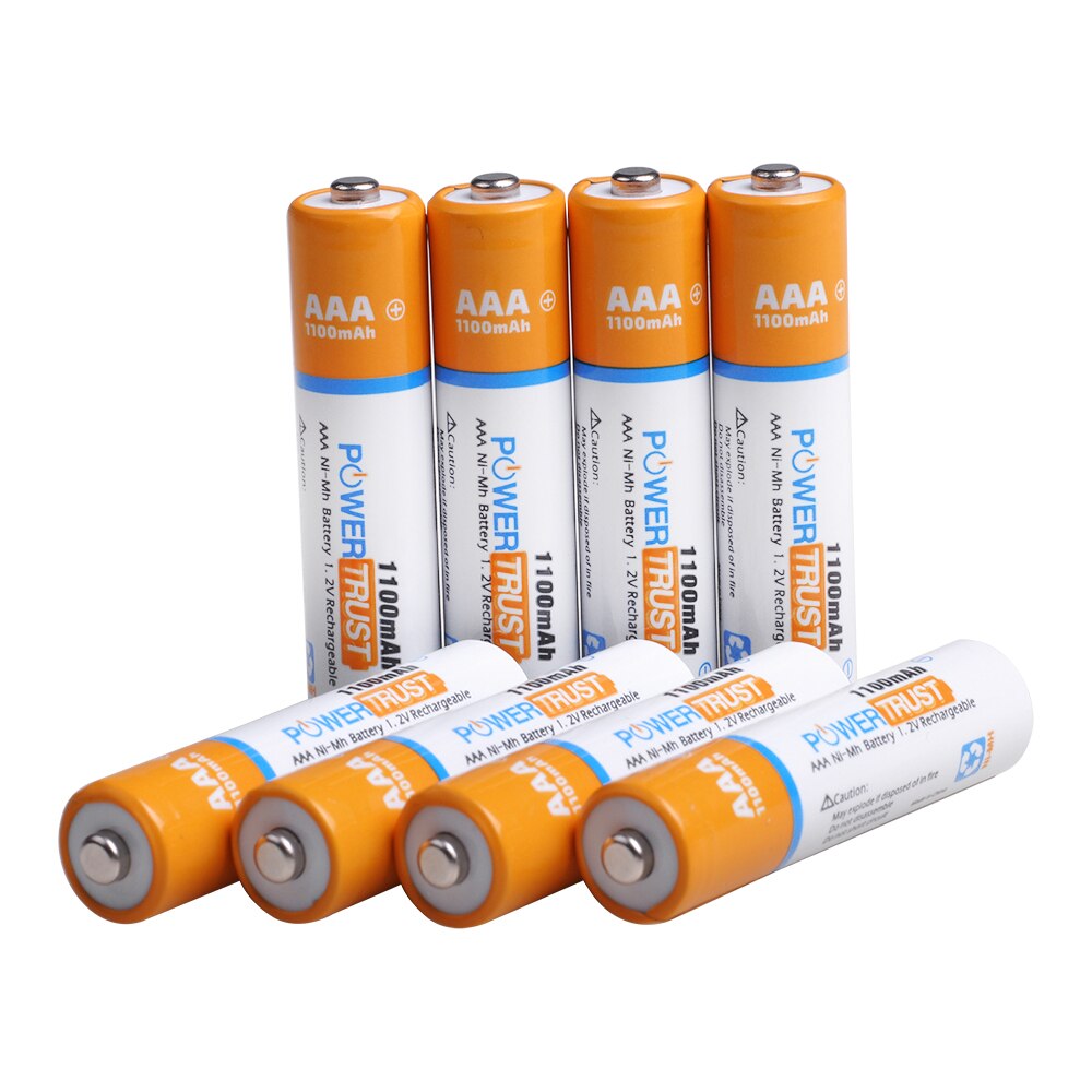 PowerTrust 8 Packs 1100mAh 1,2 V AAA Ni-Mh Akku für AA AAA Batterien (Fall Enthalten)